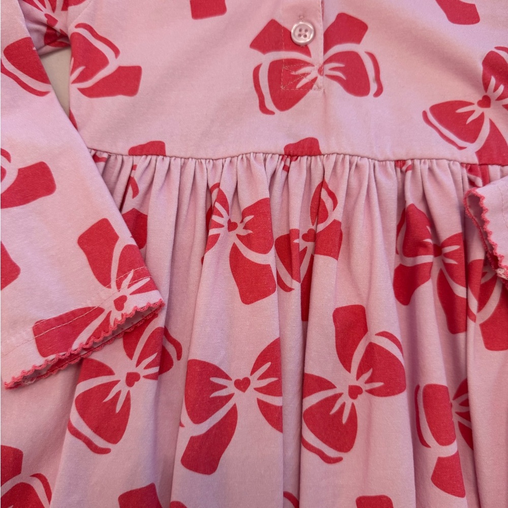 Rachel Riley Pink Dress with Red Bow Pattern - Picture 3 of 3
